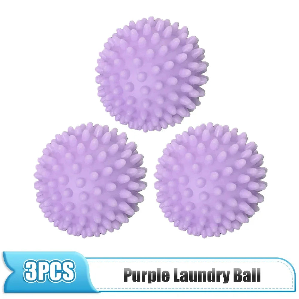 3Pcs PVC Dryer Ball Reusable Laundry Ball Washing Machine Drying Fabric Softener Ball for Home Clothe Cleaning Tool Accessrices Quake 3PCS purple