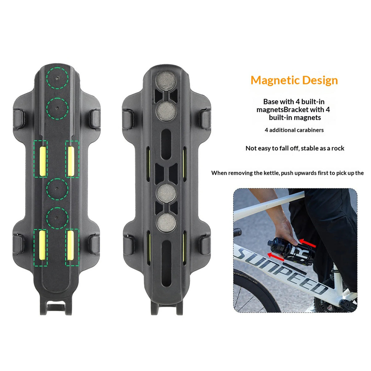 Magnetic Bicycle Kettle Holder Secure Hold Quick-Release Water Cup Holder Reinforced Nylon Bottles Mount For Mountain Road Bikes Quake