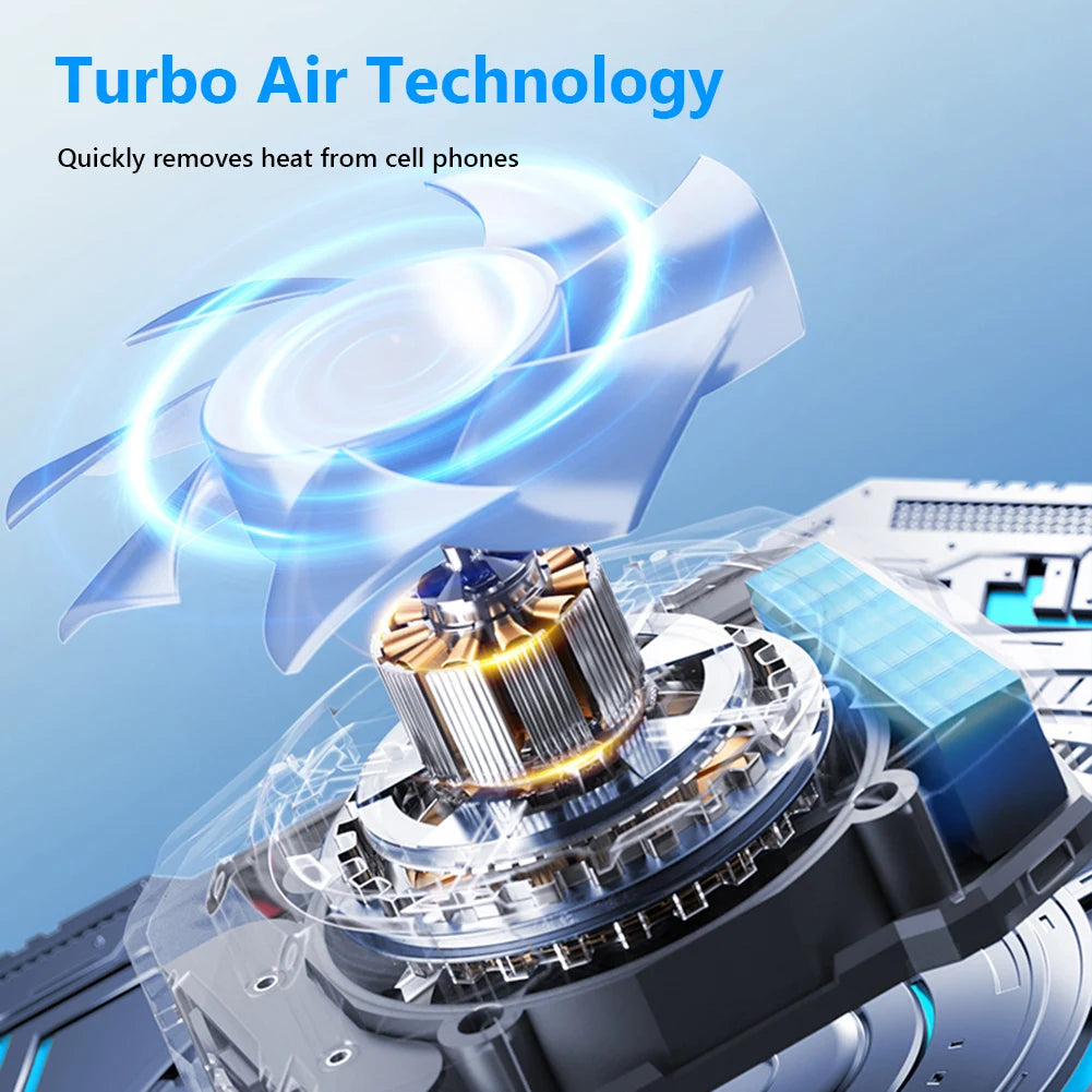 Phone Cooling Fan Rechargeable 3 Speeds Adjustable Phone Heatsink Wireless Magnetic Game Cooler for Android Smartphones & iPhone Quake