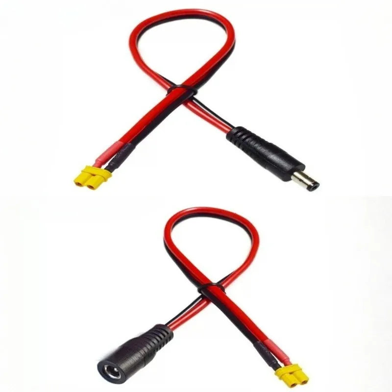 XT30 Male Female To DC5521/5525mm Male Adapter Wire 14AWG Heavy‑Duty Power Cable For FPV Goggles Battery Power Connection Quake