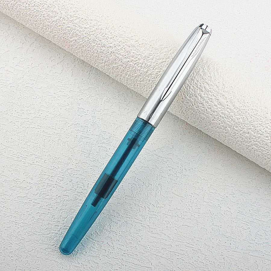 Luxury High Quality 0.38MM Fountain Pen Classic Write Retro Plastic Transparent Finance Nib Pen Stationery Office Supplies Quake 017-1 0.38MM