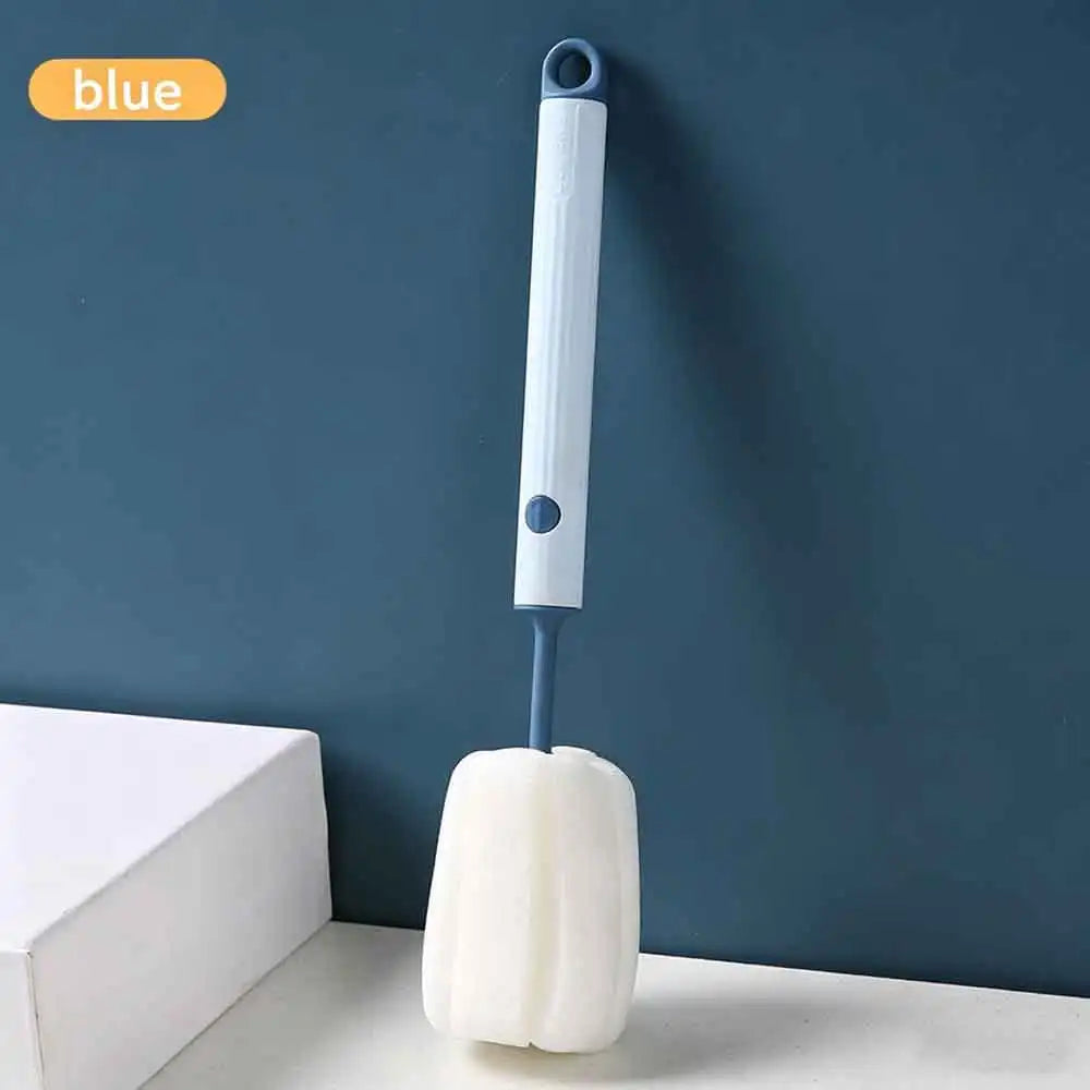 vvocci Bottle Brush Handheld Soft Head Food Grade Watering 360 Degree Rotation Baby Pacifier Cup Nipple Cleaning BrushesSilicone Quake B36 Blue