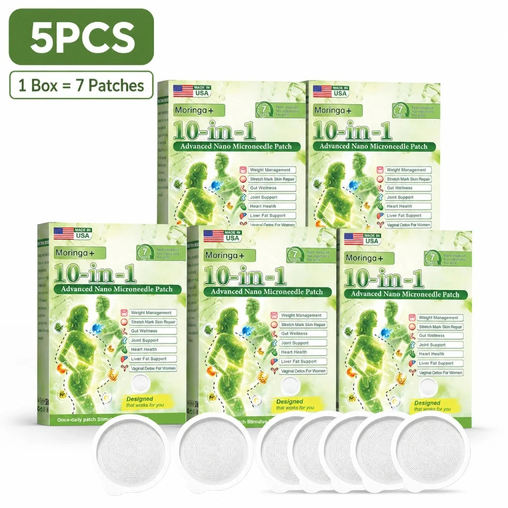 Moringa Berberine NAD Patches 10 in 1 Nano Microdart Body Care Stickers Ultra Thin Invisible Daily Wellness Support Quake 5pcs