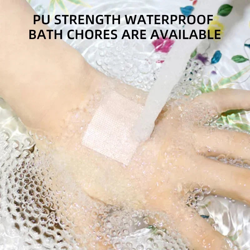 Waterproof PU Adhesive Band-Aid Stickers, 50pcs Square Protective Bandages 38mm x 38mm, Transparent First Aid Wound Dressings Quake