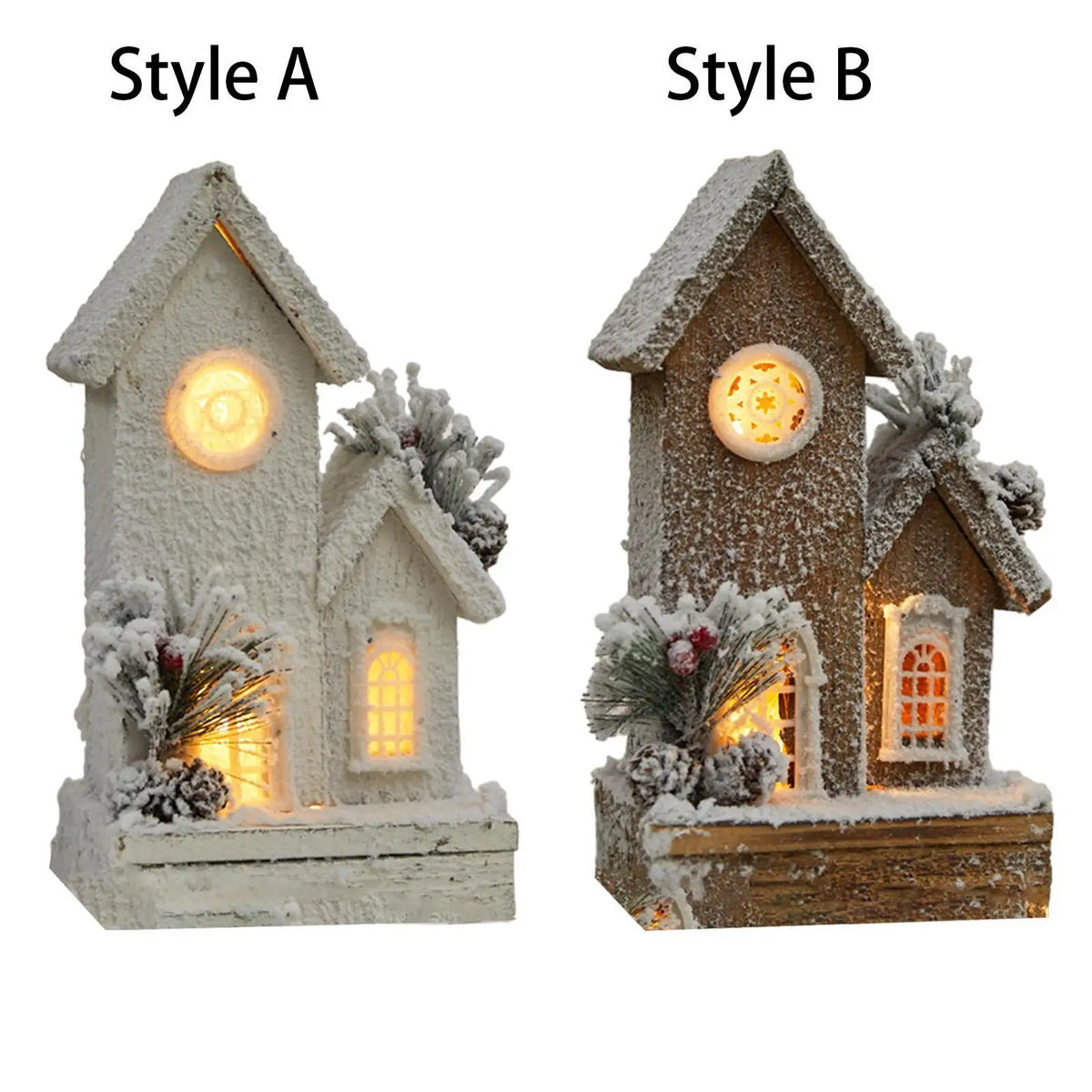 Wooden Christmas Village House Model with Light Xmas Displays Decorative 5.5x4x10.2inch for Living Room Lightweight Versatile Quake