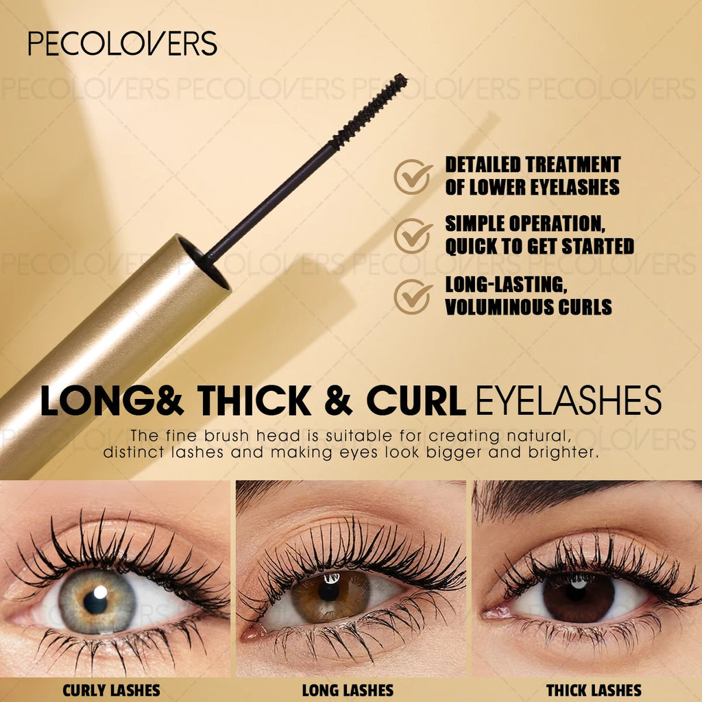 4D Silk Fiber Mascara, Waterproof Lengthening Curling, Waterproof Clump-free Long-lasing, with Thin Brush, Beginner-Friendly Quake