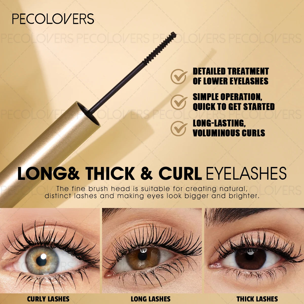 4D Silk Fiber Mascara, Waterproof Lengthening Curling, Waterproof Clump-free Long-lasing, with Thin Brush, Beginner-Friendly Quake