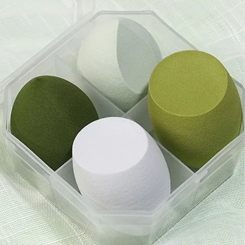 4Pcs Make Up Accessories Beauty Egg Cosmetic Puff Powder Foundation Sponges Puff Women Beauty Tools Makeup Sponge Blender Quake Green with Box