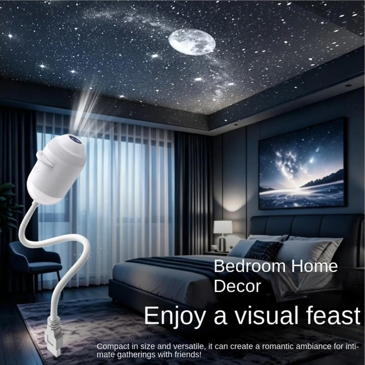 Galaxy Projector Night Light USB Light 360 Degree Rotating Galaxy Lamp Projector with 24 Film Slides for Car Home Party Living Quake