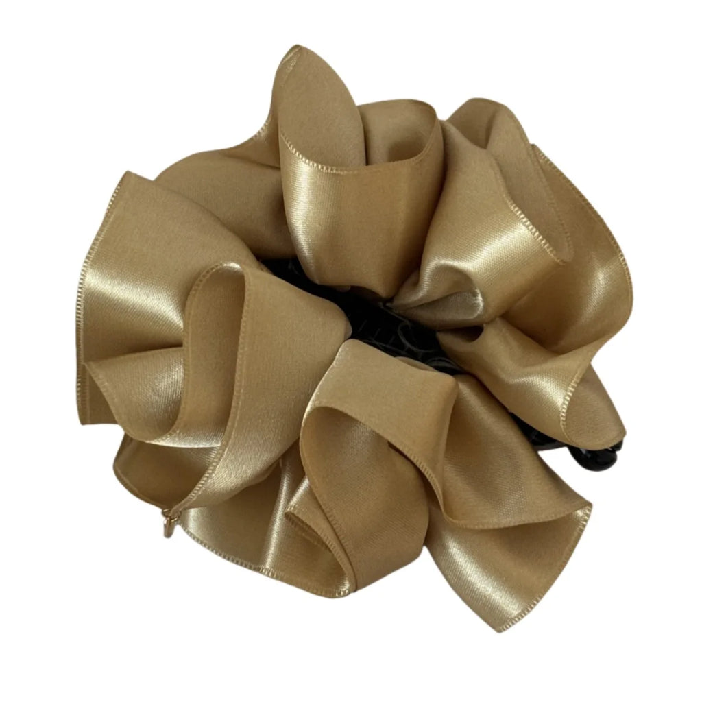 Korean Satin Flower Banana Clip Fashion Elegant Ponytail Clip for Women Girls Back Head Ponytail Hairpin Female Hair Accessories Quake