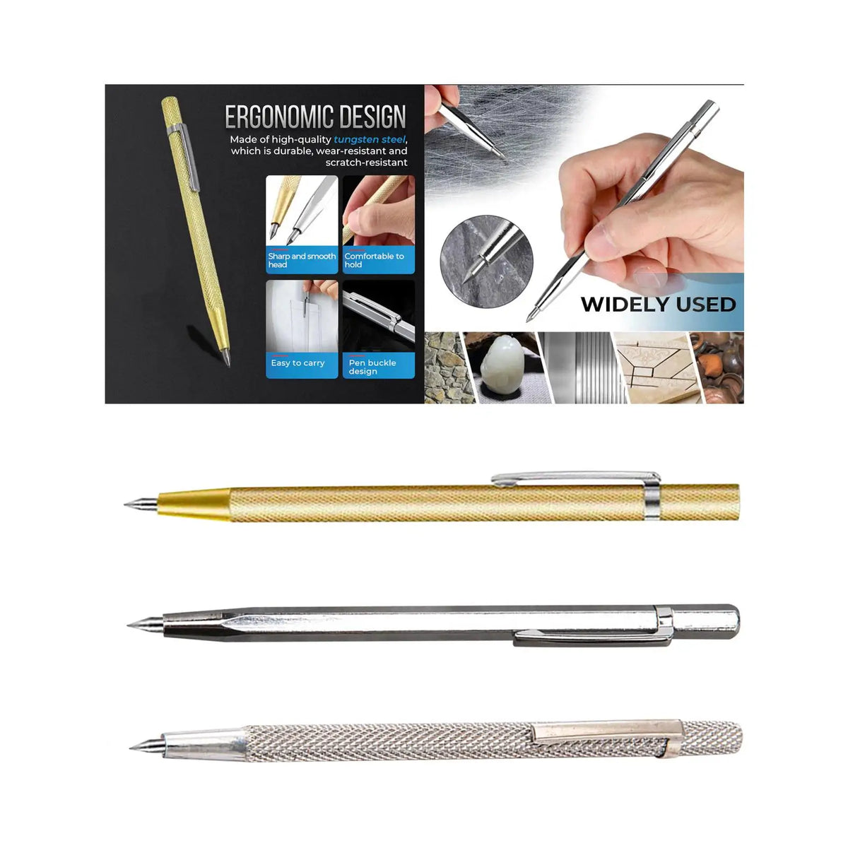 Carbide Tip Scriber, Scribing Hand Tool, Etching Engraving Pen, Center Punch Engraving Tool Quake