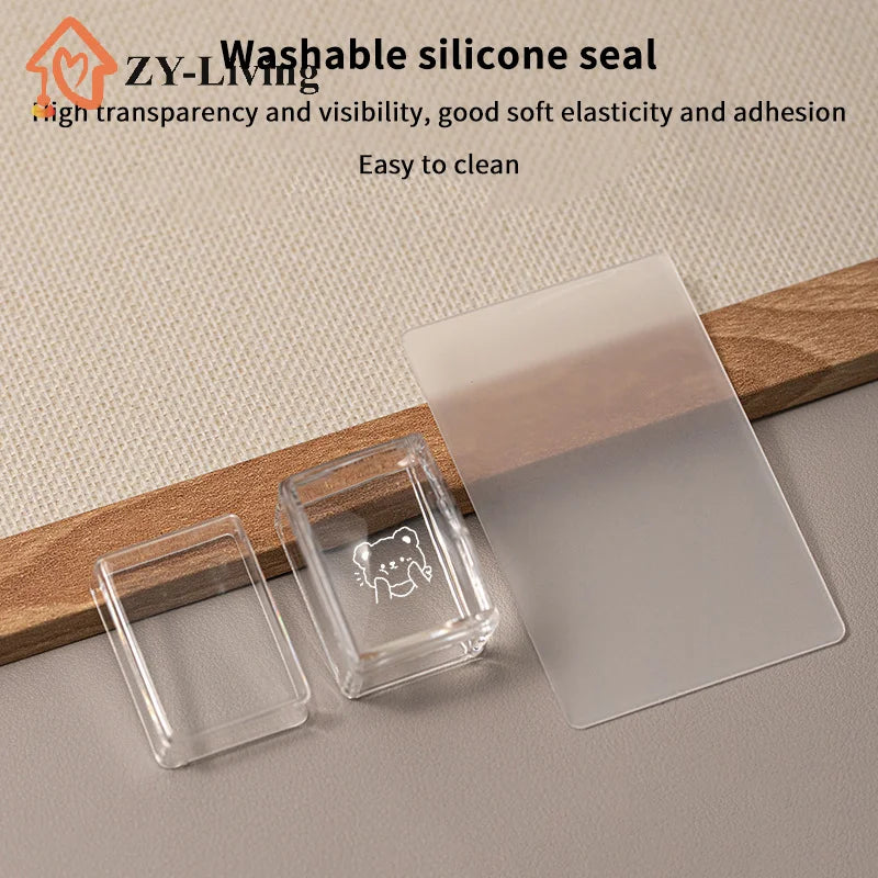 Transparent Rectangle Nail Art Stamper With Scraper Silicone Head Transfer Tool Fast Clear Jelly French Stamping Manicure Quake