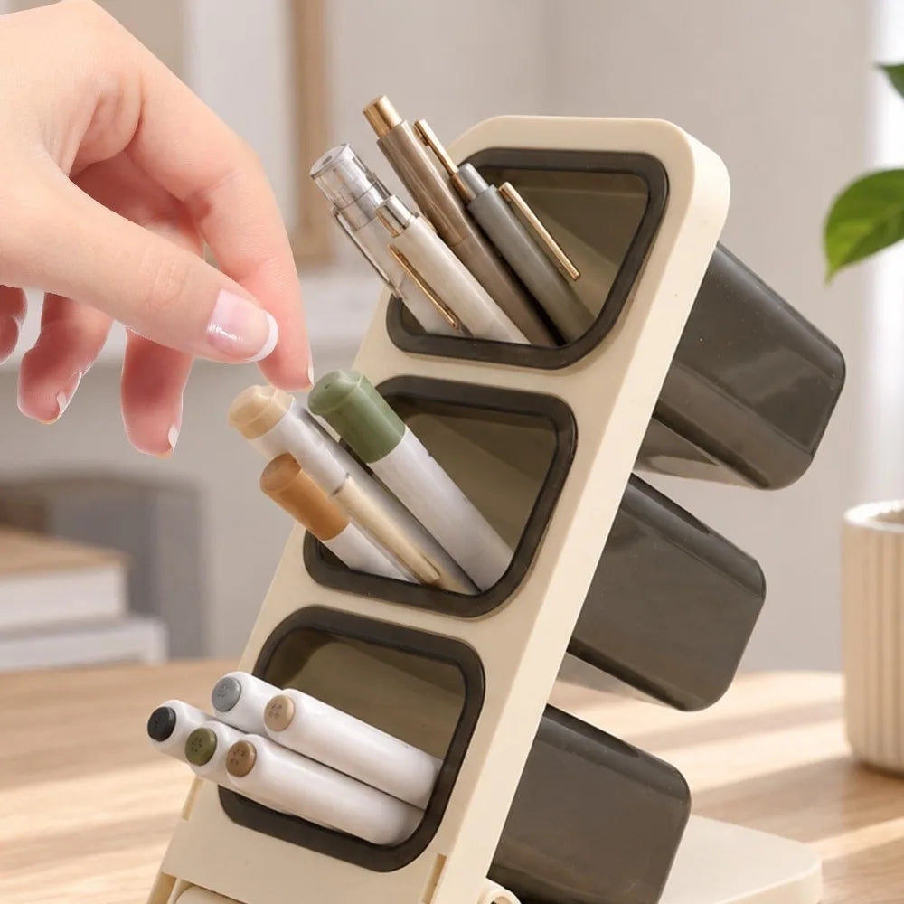 Three-layer Detachable Pen Holder Slanted Desktop Storage Box Student Office Stationery Organizer Large Capacity Storage Rack Quake