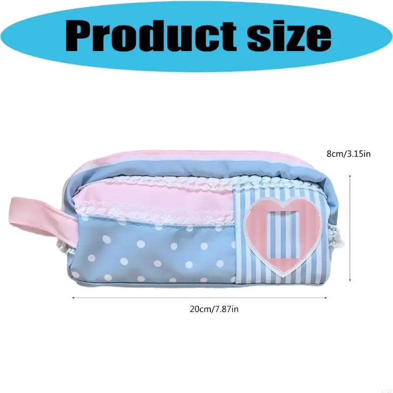 Pencil Soft Polyester Pen Case with Zippers Closure, Pink Blue Patchwork Stationeries Bag for Students and Homework K1KF Quake