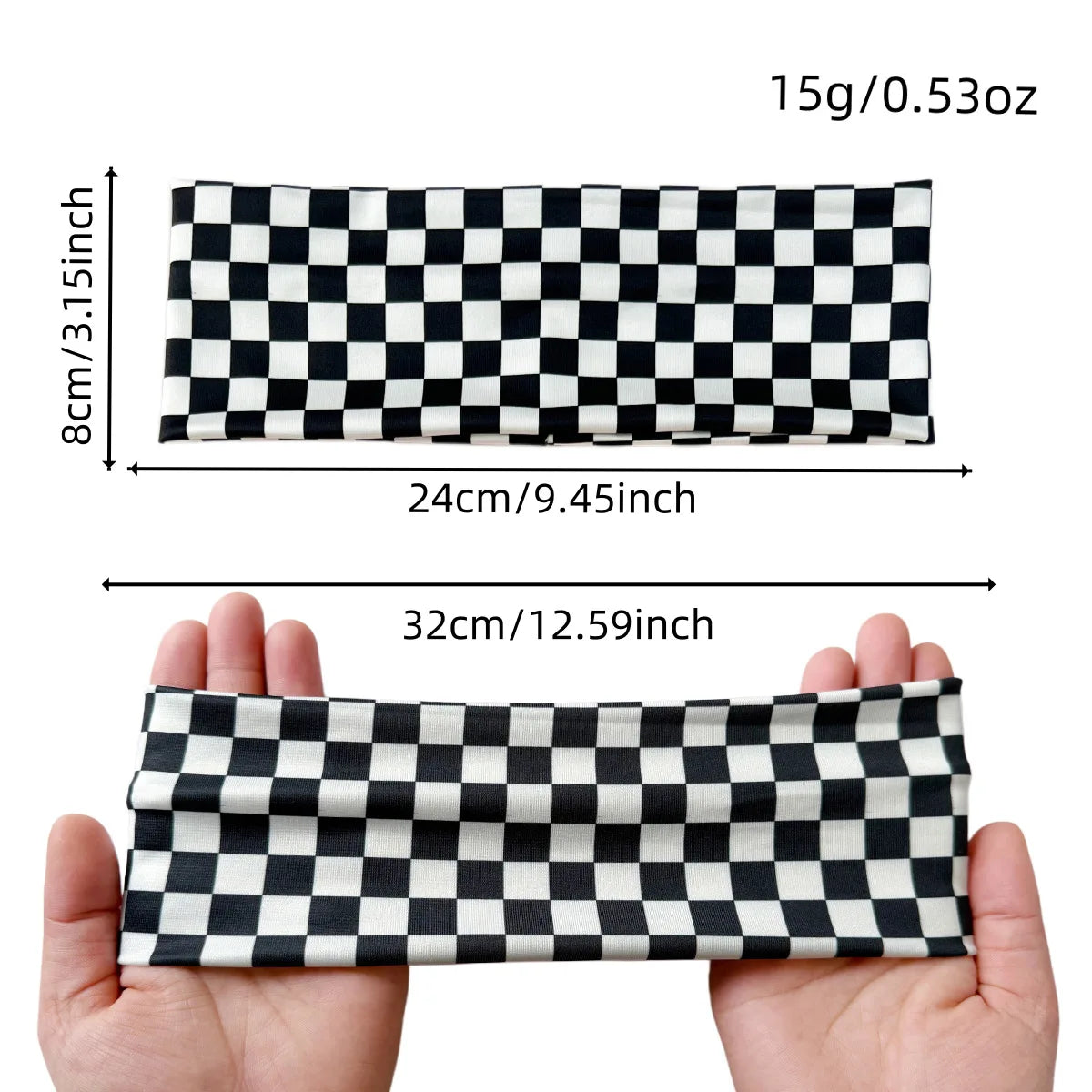 Chequered Headband Fashion Plaid Widened Elastic Headband Hair Styling Accessories for Sports Fitness Sweat-absorbing Hairband Quake