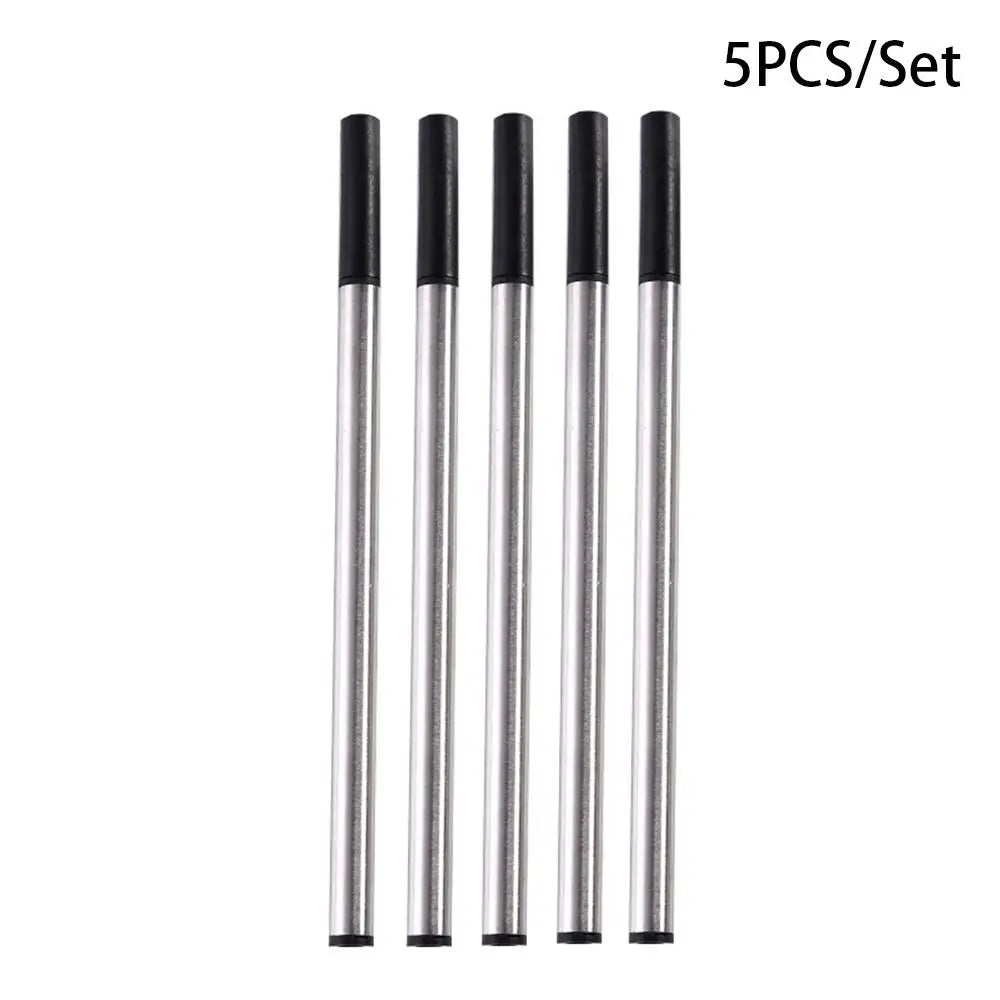 Luxury Metal Ballpoint Pen With Refills Business Fountain Pen Students Gift Writing Tools Blue/Black Ink Gel Pen For School Quake 5PCS Black Ink