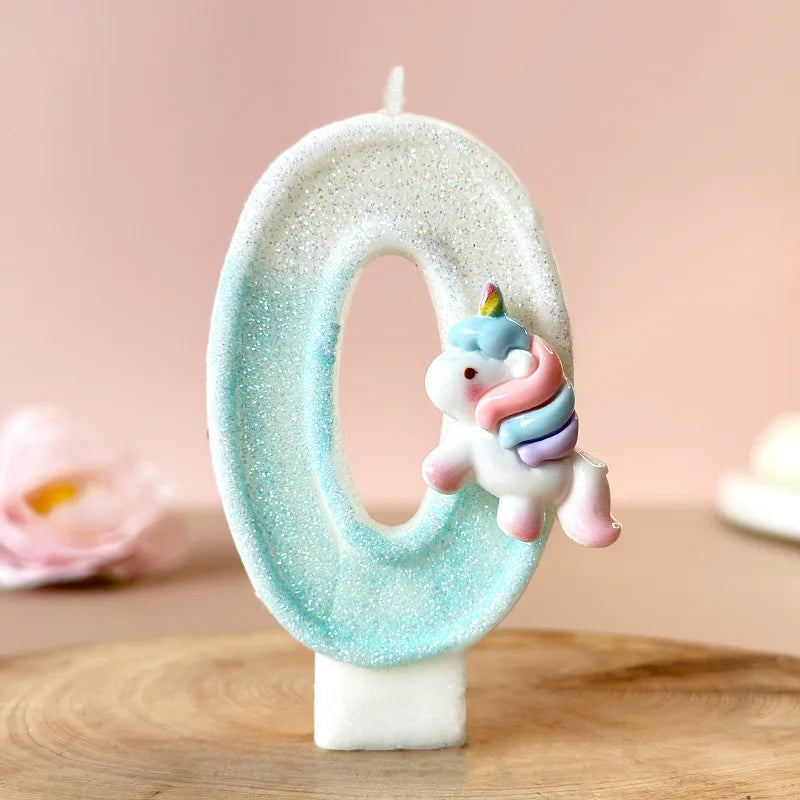 Cartoon Unicorn Digital Candle Birthday Candle Party Festival Cake Decoration Atmosphere Props Quake