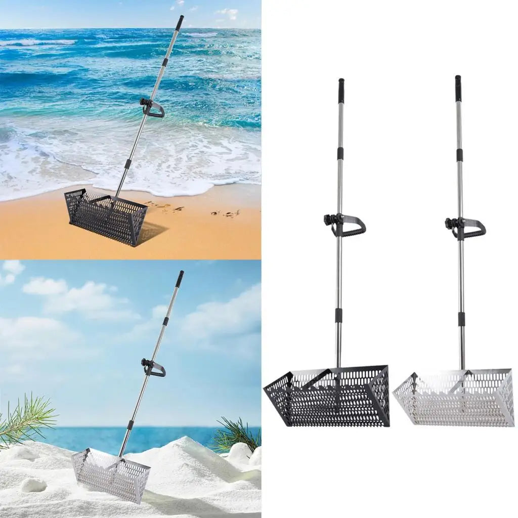 Detachable Sand Sifter Beach Rake Carbon Steel Lawn Sand Rake Sharp Tooth Sieve for Camping and Gardening Tasks Quake