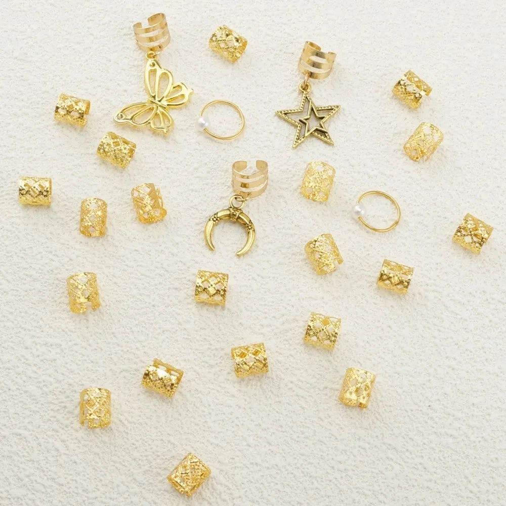 25 Pieces of Pearl Antique Dirty Braided Hair Rings Hair Care & Styling Tools & Accessories Braiders Quake