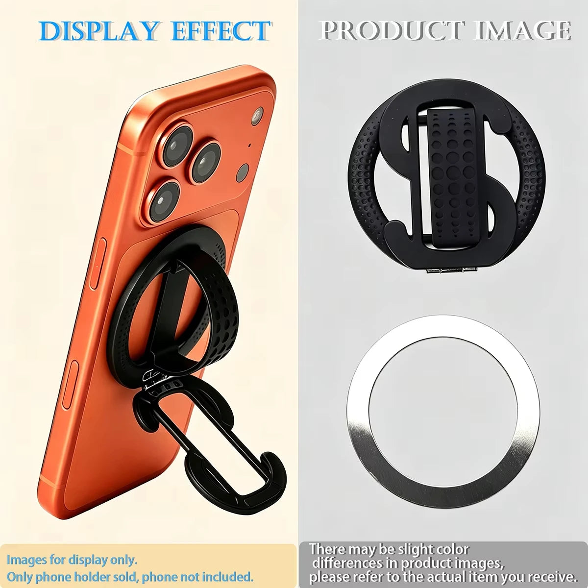 Magnetic Ring iPhone Holder For MagSafe Grip Simplicity Rotation for Phone Foldable Bracket Quake Black