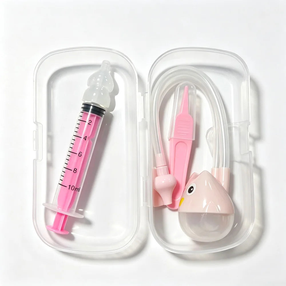 vvocci Nasal irrigator 10ml Syringe-style Baby Oral Suction Nasal Aspirator Baby Snot Cleaner Baby Nasal Irrigator Cartoon Quake A 10ml pink set