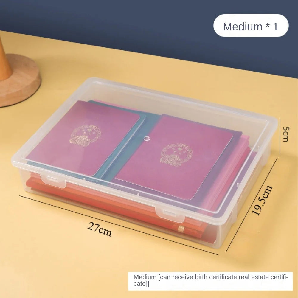 Dust Proof Plastic Document Organizer Square Shape Clear A4 Organizing Box Storage Box Quake