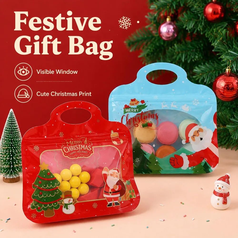 30/2PCS Cartoon Christmas Self Sealing Bag Cute Santa Claus Snowman Pattern Handbags Candy Cookie Packaging Pouch Party Supplies Quake