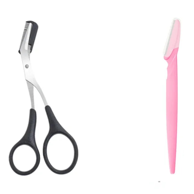 Travel Portable Eyebrow Trimmer Face Razor Face Hair Remover Tools Eyebrow Razor Instruments Cosmetic Beauty Pro Make Up Tools Quake 2Pcs Black
