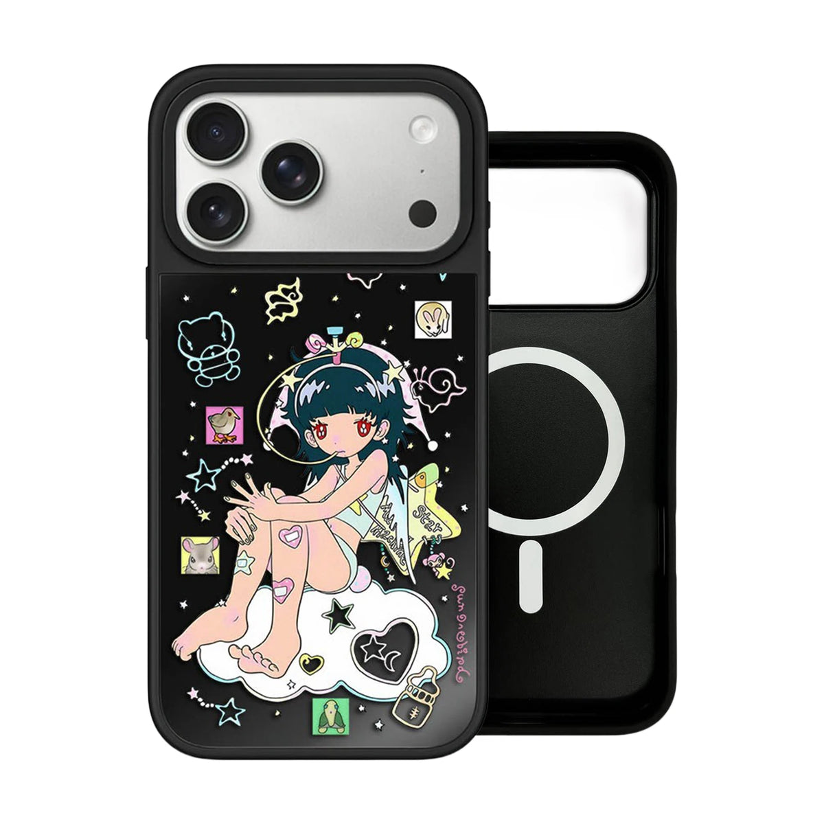 6082513 Mirror Surface Magnetic Phone Case Cover for IPhone 13 14 15 16 17 18 Pro Max Case Cartoon Quake