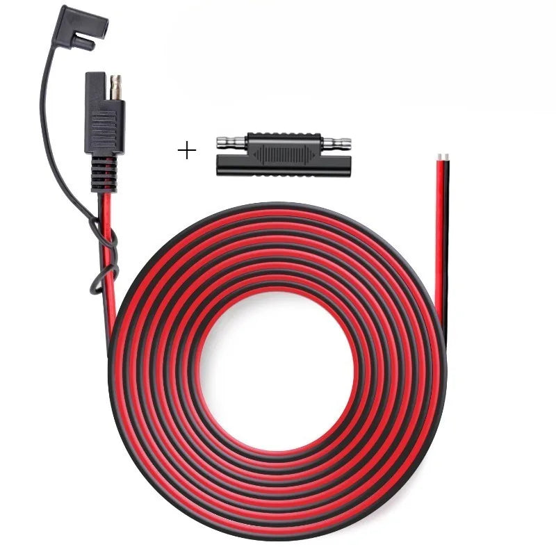 SAE to Cigarette Lighter Quick Connect Cable 12AWG Heavy Duty Battery Power Extension Cord for Automotive RV Motorcycle Quake Type5 CL to wire 5M