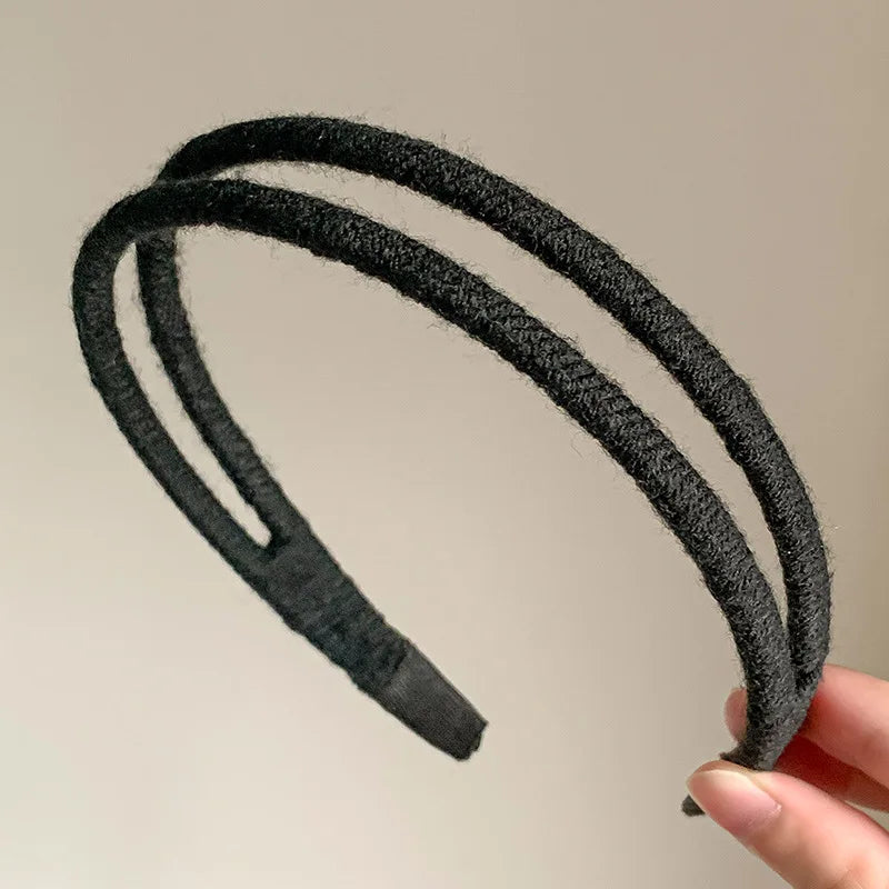 Solid Color Double-layer Yarn Headband for Women Fashion Versatile Headband Makeup Pressed Hair Headband Hair Hoop Styling Tools Quake 1-