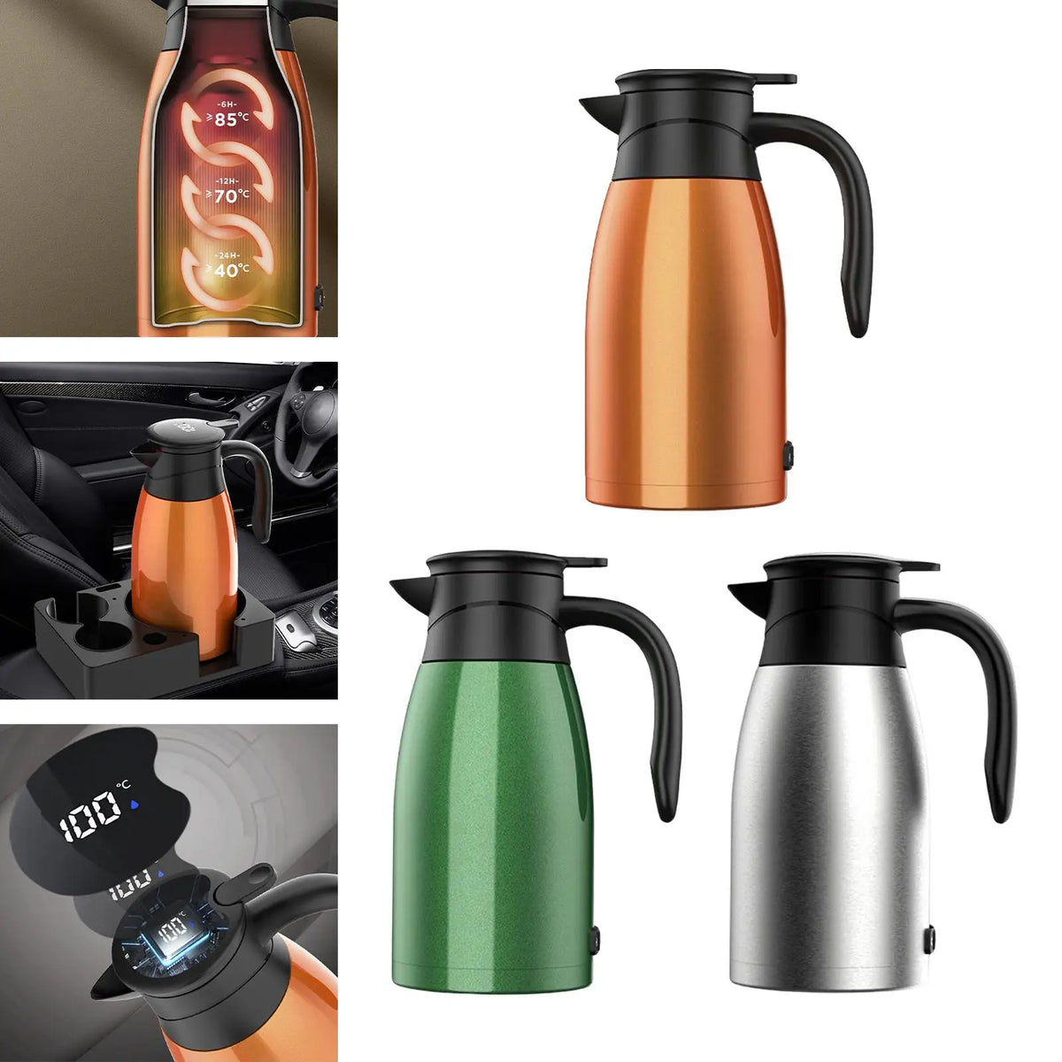12V Car Kettle Boiler Hot Water Kettle Heated Water Boiler for Camping Quake