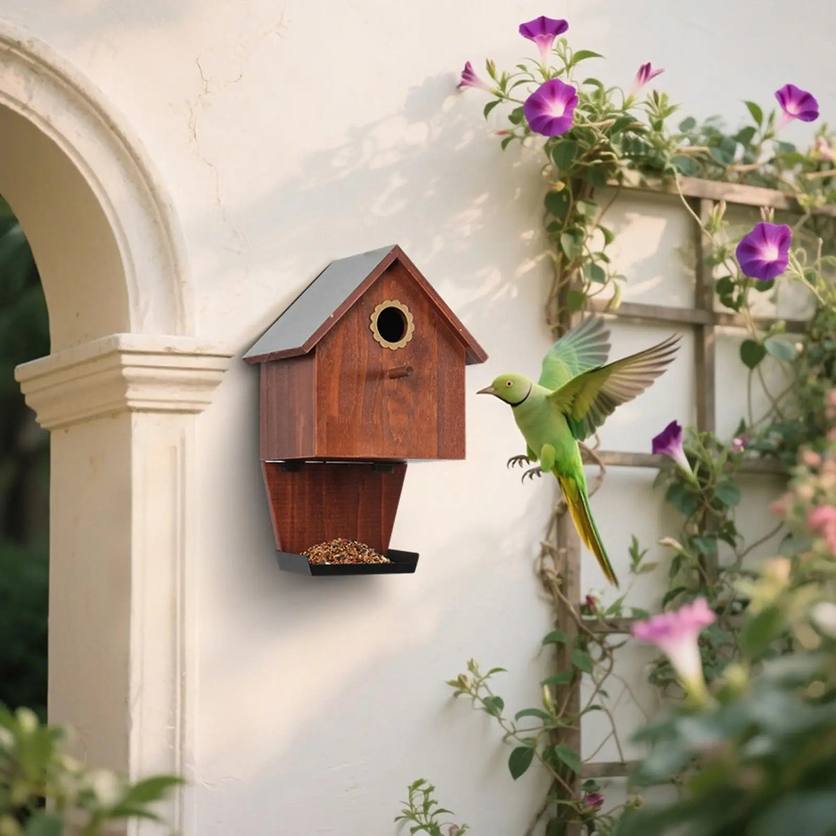 Bird Houses for Outside Weatherproof with Feeder Ornament Birdhouse for Outdoor Garden Decoration Cottages Farmhouse Finches Quake Default Title