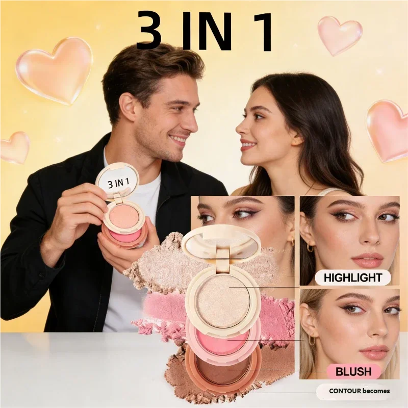 Miss Lara 3-Layer Makeup Palette High-Gloss Blush Pearlescent Matte Finish Multifunctional Valentine's Day Gift for Women Quake