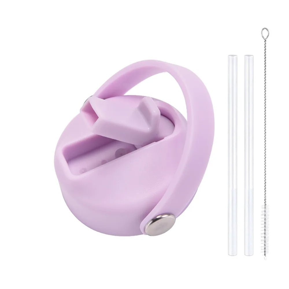 PP Plastic Cup Lid Splash Spill Proof With Big Handle Vacuum Bottle Replacement Lid Wide Mouth Bottle Cover Quake 16