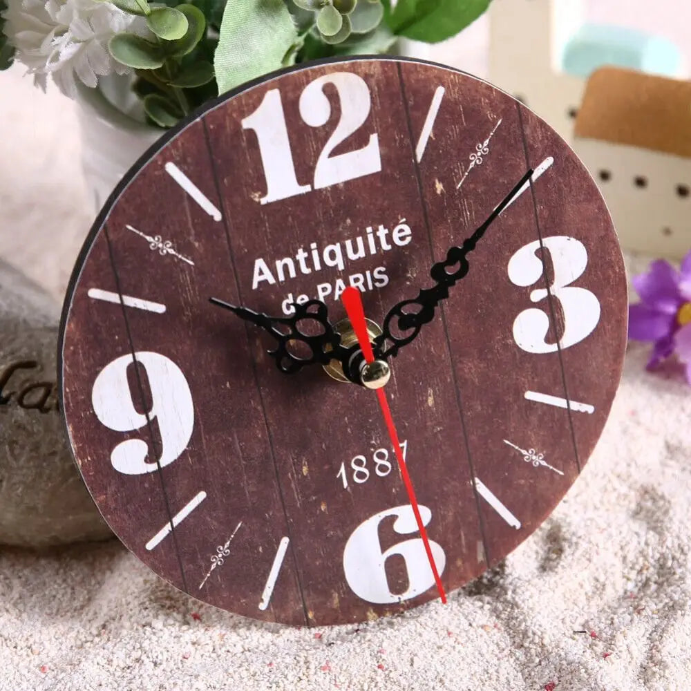 New Wooden MDF Clock Round Shape Home Decoration Wall Clock Covered by Paper Desk Clock Living Room Quake