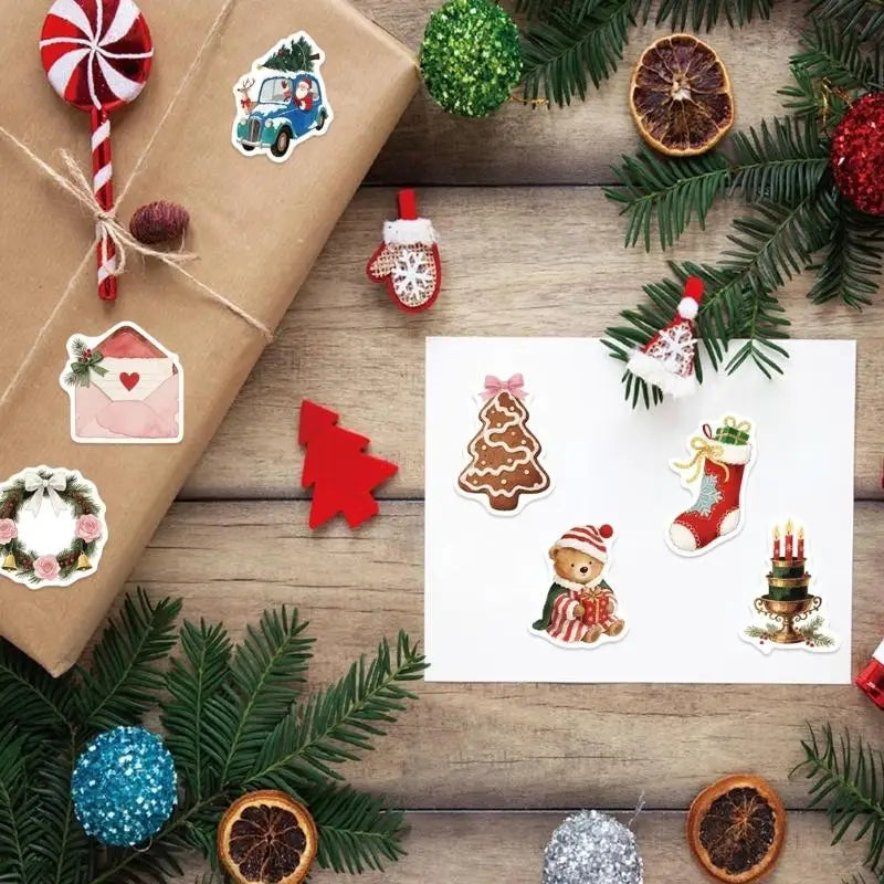 50 Sheets User Friendly Removable Christmas Sticker Waterproof PVC Texture Decorative Labels for Kids Home Classroom K1KF Quake China Mainland