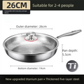 26/28/30/32cm Titanium Frying Pan Uncoated Non Stick Steak Frying Pan Thickened Fish Scale Hammer Pattern Kitchen Cookware Quake 26cm with Lid