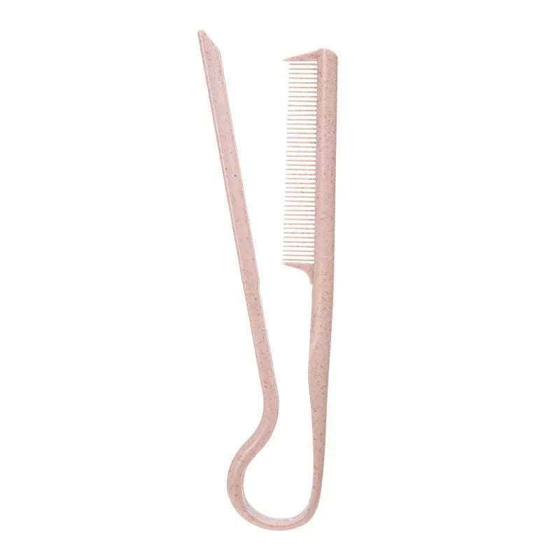 New V Shaped Hairdressing Comb Messy Hair Straightening Splint Comb Hair Styling Tool Special Portable for Hair Wigs Quake An Pink