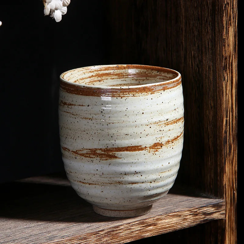 Japanese coarse pottery teacup single large pure handmade retro master cup ceramic coffee cup in ancient Quake A <200ml