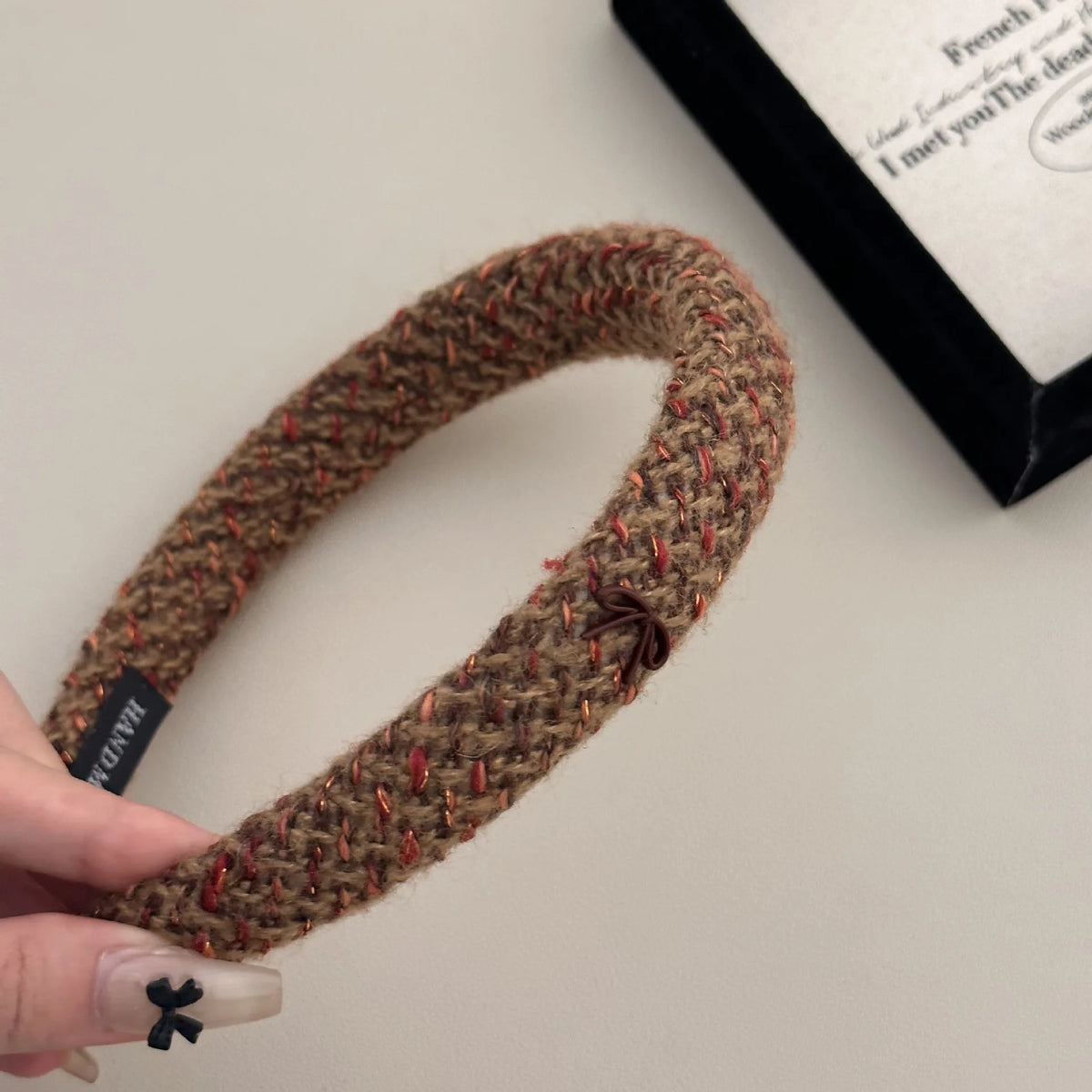 Winter Retro Red Mixed Color Headband Woven Knitting Sponge Headbands for Women Fashion Temperament Hair Hoop Female Hair Band Quake yl