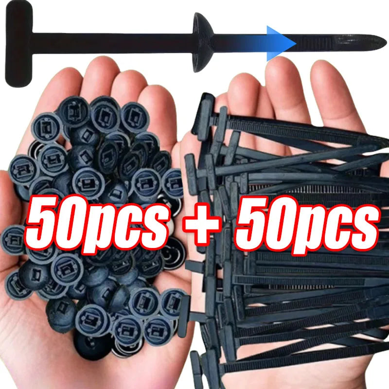 Universal Nylon Cable Tie Buckle Auto Fastener Screw Replacement Clip Car Fender Trunk Engine Guard Panel Wire Management Secure Quake
