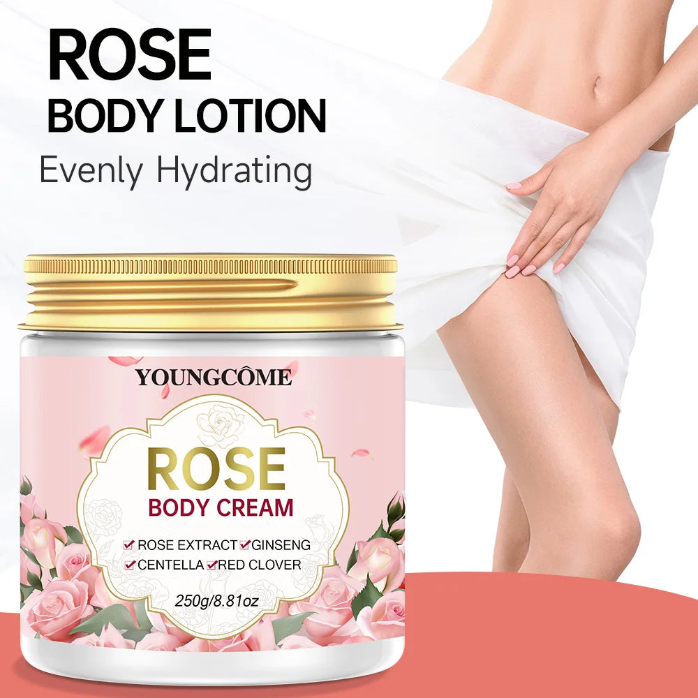 Rose Body Cream Whitening Intimate Areas Underarm Knee Buttocks Private Bleach Remove Melanin Waterproof Brighten Nourish Cream Quake