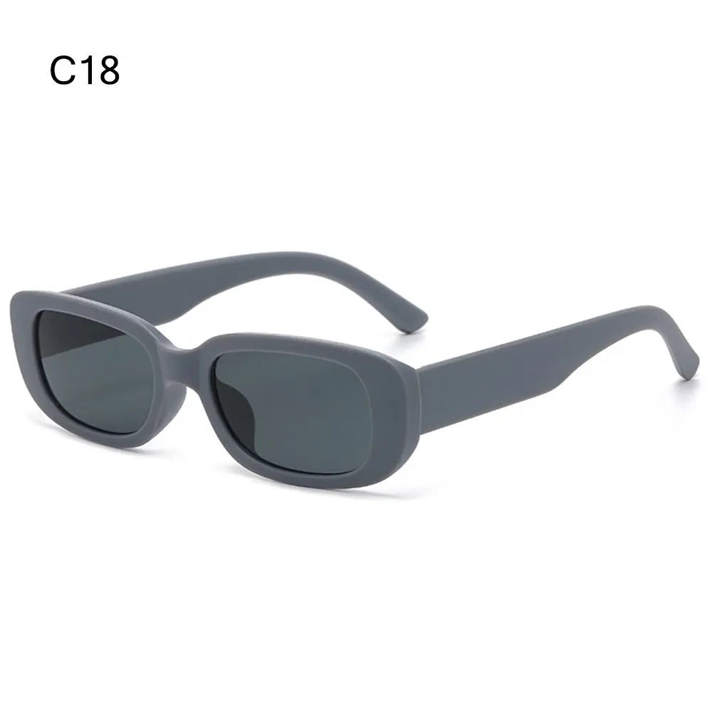 Trendy Narrow Square Frame Y2K Sun Glasses Candy Color UV400 Protection Rectangle Sunglasses Black Shades for Women Men Quake C18