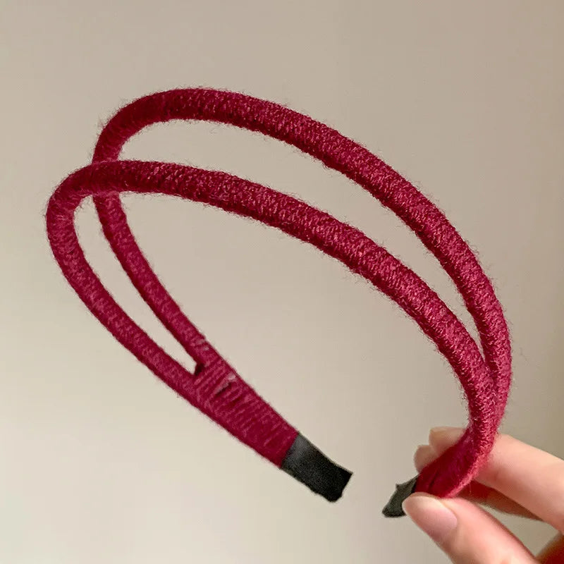Solid Color Double-layer Yarn Headband for Women Fashion Versatile Headband Makeup Pressed Hair Headband Hair Hoop Styling Tools Quake 2-
