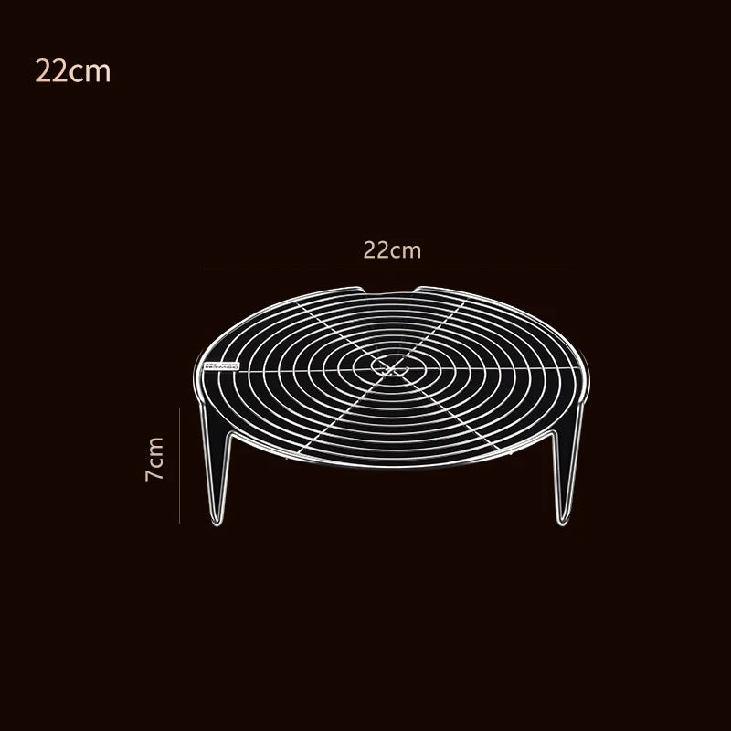 1pcs Stainless Steel Steamer Rack Multifunction Pot Steaming Tray Dumplings Eggs Grill Stand 16cm 18cm 20cm 22cm Quake H7-22cm