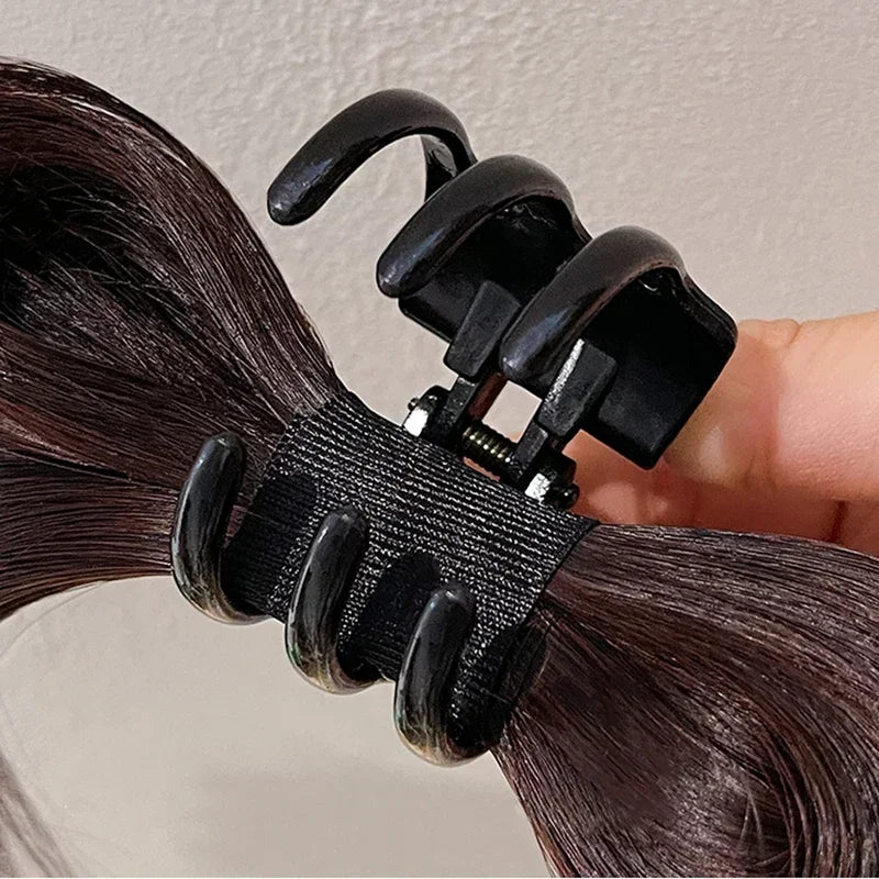 Women Simple Hair Claw Lazy Feather Ponytail Claw Korean Fashion Meatball Crab Clip Fake Hair Clamp High Ponytail Accessories Quake