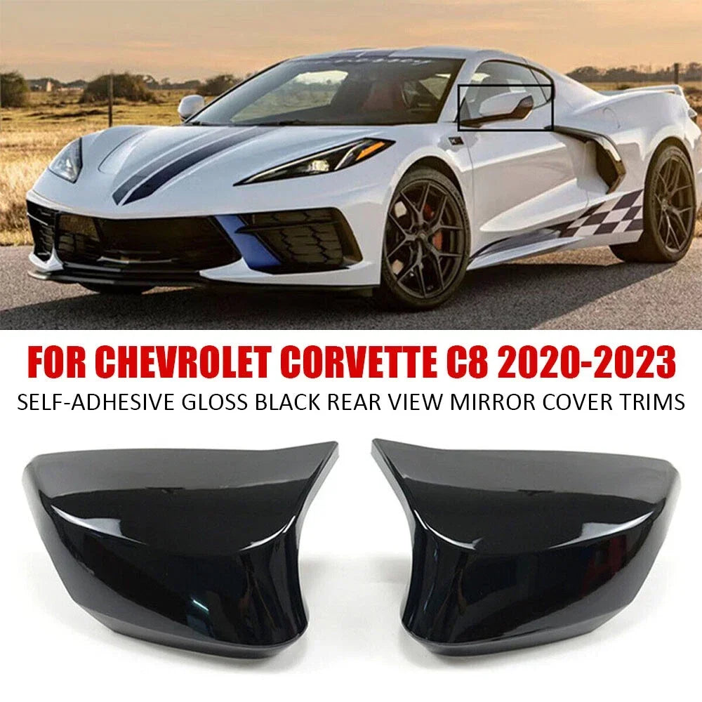 For Chevrolet Corvette C8 2020-2023 Car Rearview Side Mirror Cover Sticker Wing Cap Exterior Door Rear View Case Trim Carbon Quake