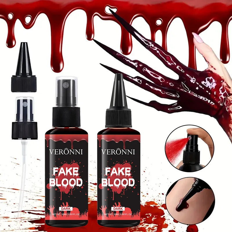 Halloween Plasma Spray Create Realistic Blood Effects Horror Fake Blood Spray Halloween Cosplay Makeup Washable Eye Blood Drops Quake
