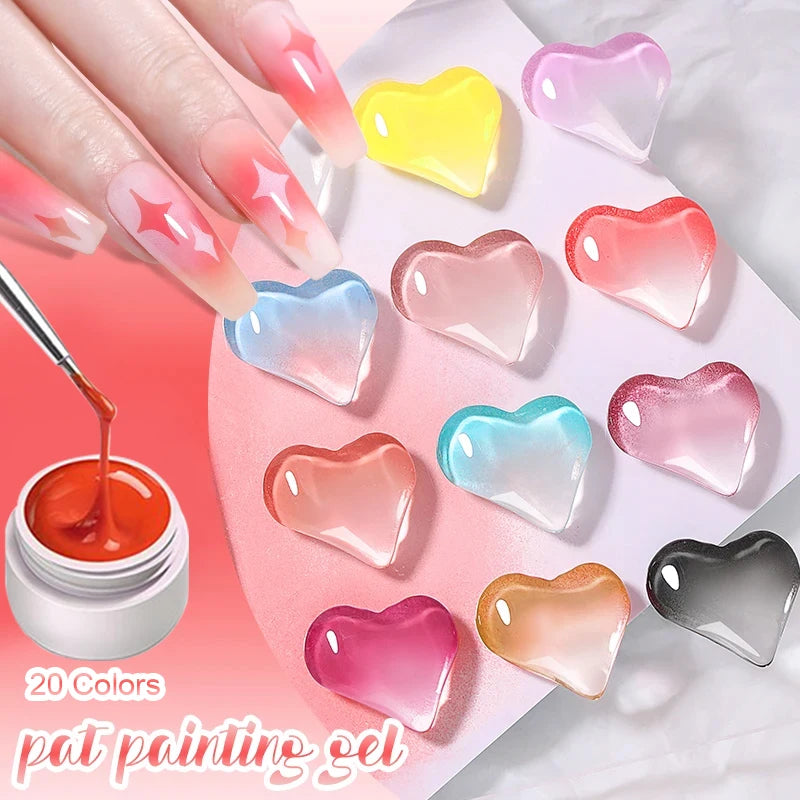 20 Colors Pat Painting Gel,Gel Nail Polish,Soak Off UV LED Gel Polish,Gel Paint For Nail Art Drawing Gel Nail For Art Design Quake